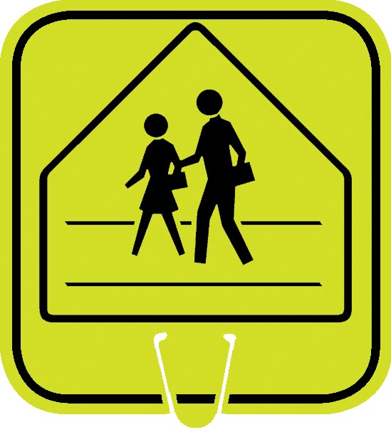Traffic Cone Sign - NO PEDESTRIAN CROSSING Symbol - Traffic