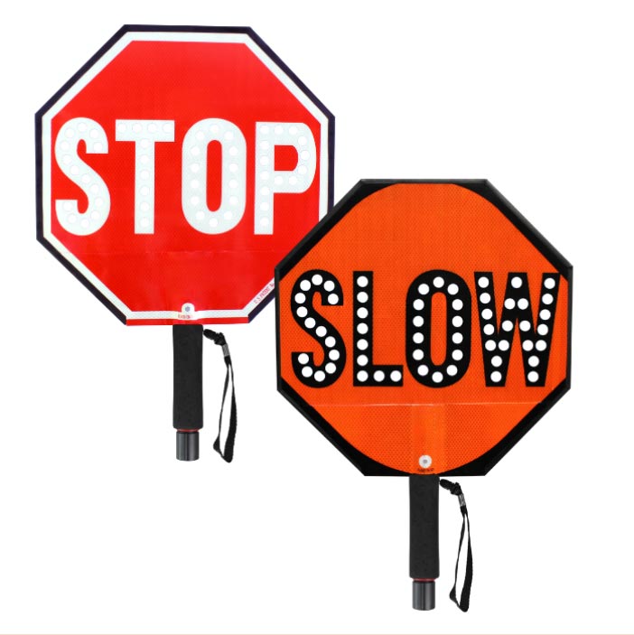 18" LED Lighted Reflective Paddle Stop Sign