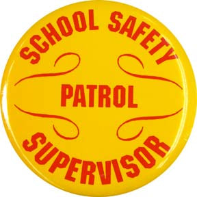 Safety Patrol Supervisor Buttons  (Red on Yellow) - Dozen