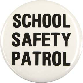 School Safety Patrol Button (Black on White)