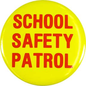 3.5" School Safety Patrol Button (Red on Yellow)