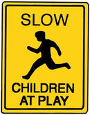 18" x 24" Aluminum Sign - Slow, Children At Play (Yellow)