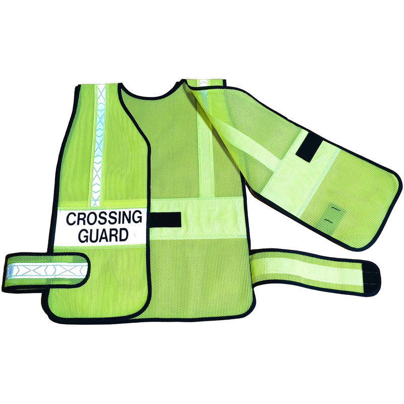 Vinyl Coated Mesh Crossing Guard Vest - Lime