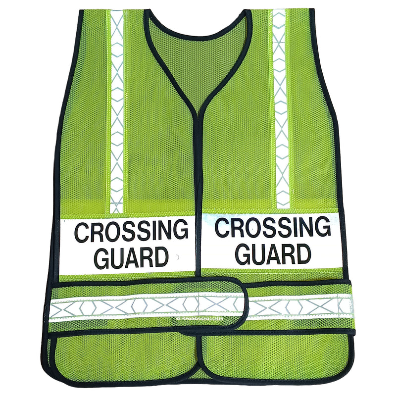 Vinyl Coated Mesh Crossing Guard Vest - Lime