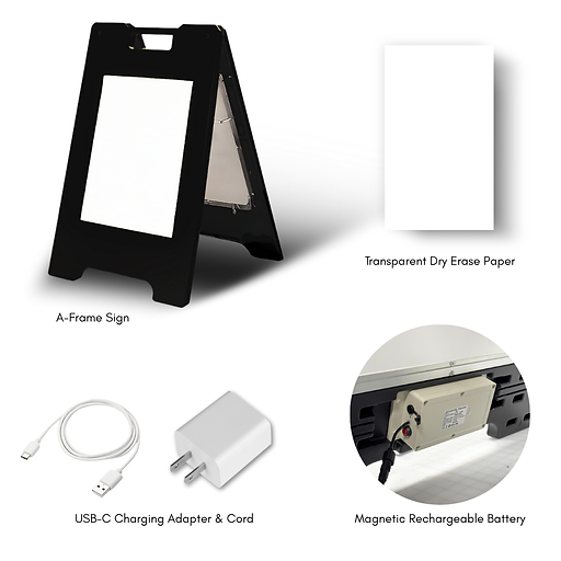 LED Backlit A-Frame Sign - Dry Erase