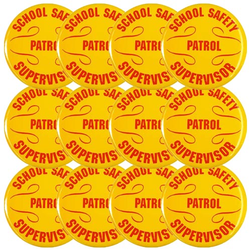 Safety Patrol Supervisor Buttons  (Red on Yellow) - Dozen