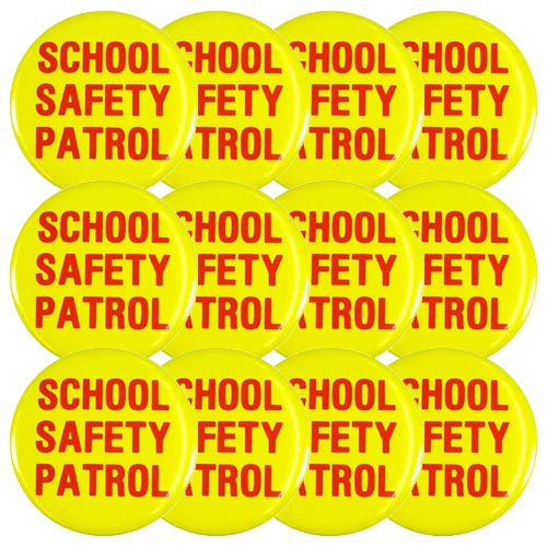 School Safety Patrol Buttons (Red on Yellow) - Dozen