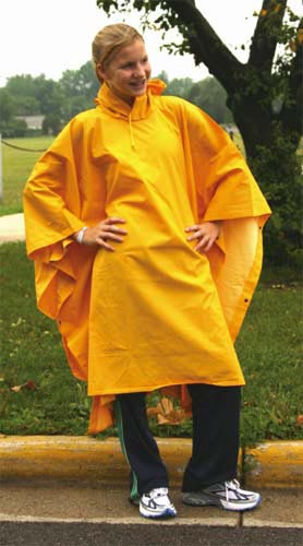 Heavy Duty Yellow Rain Poncho with or without Safety Patrol Emblem