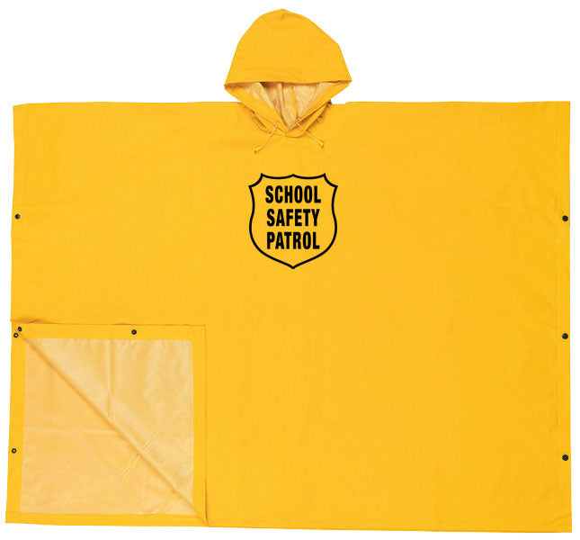 heavy duty poncho rain gear Heavy-Duty Yellow Rain Poncho with or without Safety Patrol Emblem