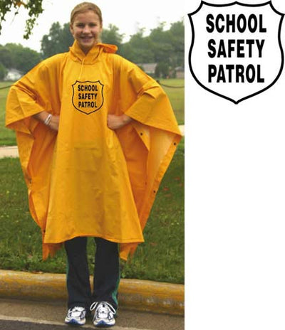 heavy duty poncho rain gear Heavy-Duty Yellow Rain Poncho with or without Safety Patrol Emblem