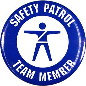 Safety Patrol Team Member Buttons (Blue on White) - Dozen