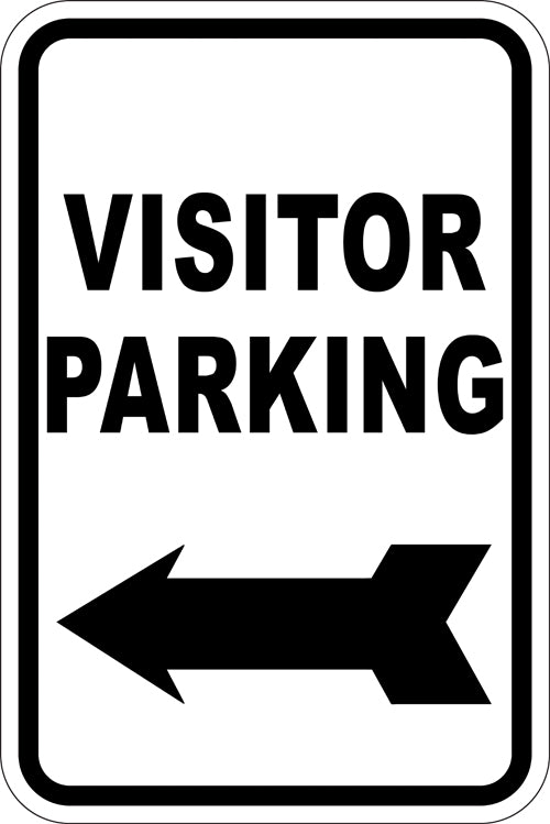 12" x 18" Sign - Visitor Parking (Left Arrow) (Reflective)