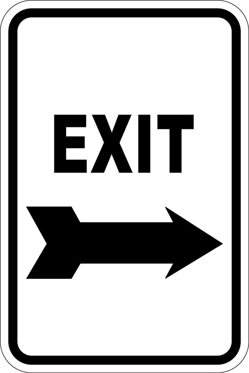 12" x 18" Sign - Exit (Right Arrow) (Reflective)