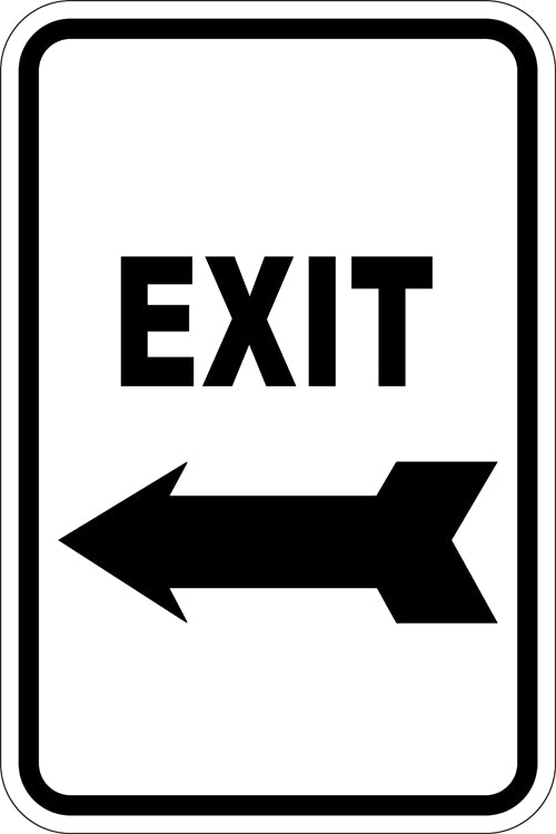 12" x 18" Sign - Exit (Left Arrow) (Reflective)