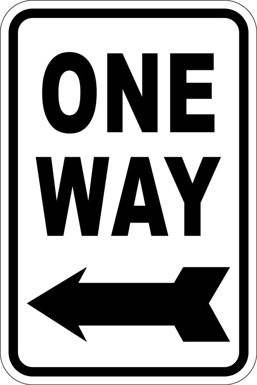 12" x 18" Sign - One Way (Left Arrow) (Reflective)