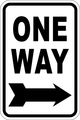 12" x 18" Sign - One Way (Right Arrow) (Reflective)