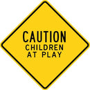30" x 30" Aluminum Sign - Caution, Children at Play (Yellow)