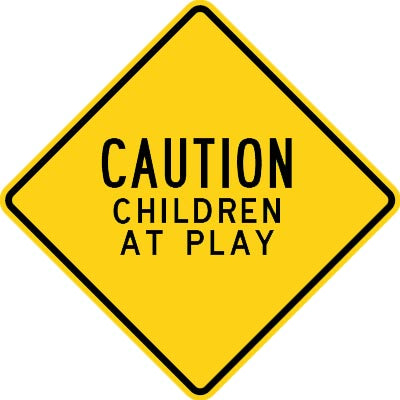30" x 30" Aluminum Sign - Caution, Children at Play (Yellow)
