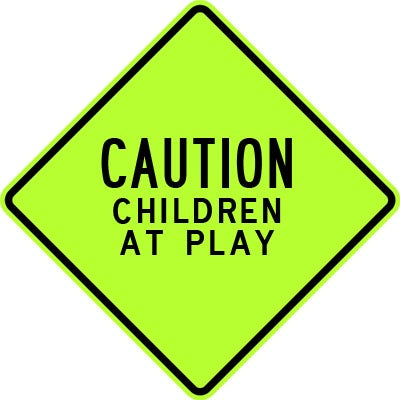 30" x 30" Aluminum Sign - Caution, Children at Play (Ylw/Grn)