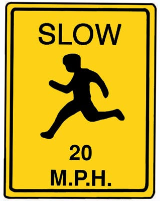 18" x 24" Aluminum Sign - Slow, 20 MPH (Yellow)