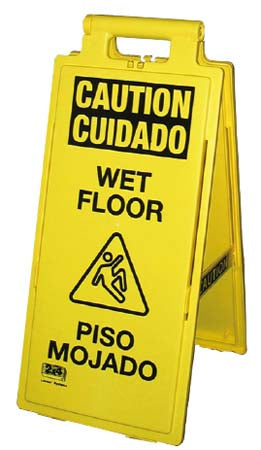 Fold-Up Sign - Caution Wet Floor (Spanish)