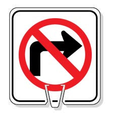 Large Snap-On Cone Sign - No Right Turn