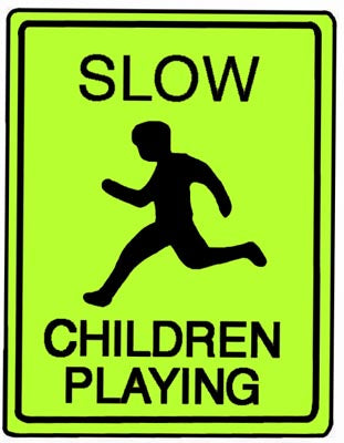 18" x 24" Aluminum Sign - Slow, Children Playing (Ylw/Grn)