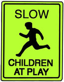 18" x 24" Aluminum Sign - Slow, Children At Play (Ylw/Grn)