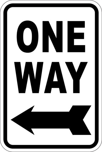 12" x 18" Sign - One Way (Left Arrow)