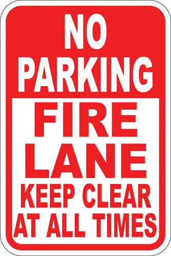 12" x 18" Sign - No Parking, Fire Lane