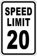 12" x 18" Sign - Speed Limit 20