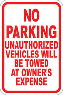 12" x 18" Sign - No Parking (Tow Away zone)