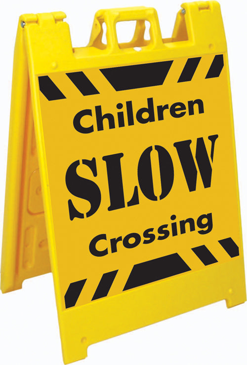 Squarecade™ 36 Fold-Up Sign - SLOW-Children Crossing