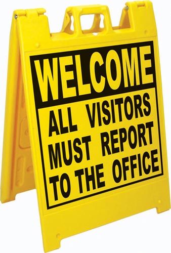Squarecade™ 36 Fold-Up Sign - All Visitors Must Report to Office