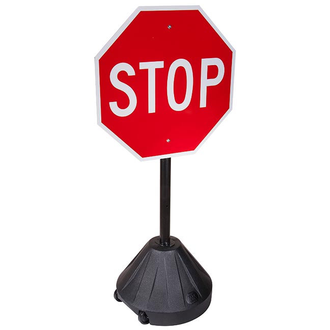 Portable Pole 2 Sign Holder with Stop Sign